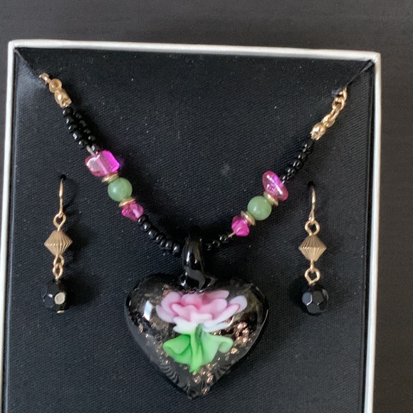 MIXIT Flower Necklace and Pierced Earring Set - Picture 2 of 7